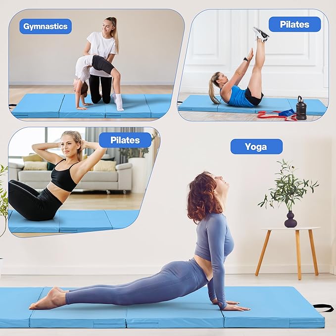 Outdoor Basic 6'x3'x2" Gymnastics Tumbling Mats Folding Panel Thick Gym Exercise Mat for Home
