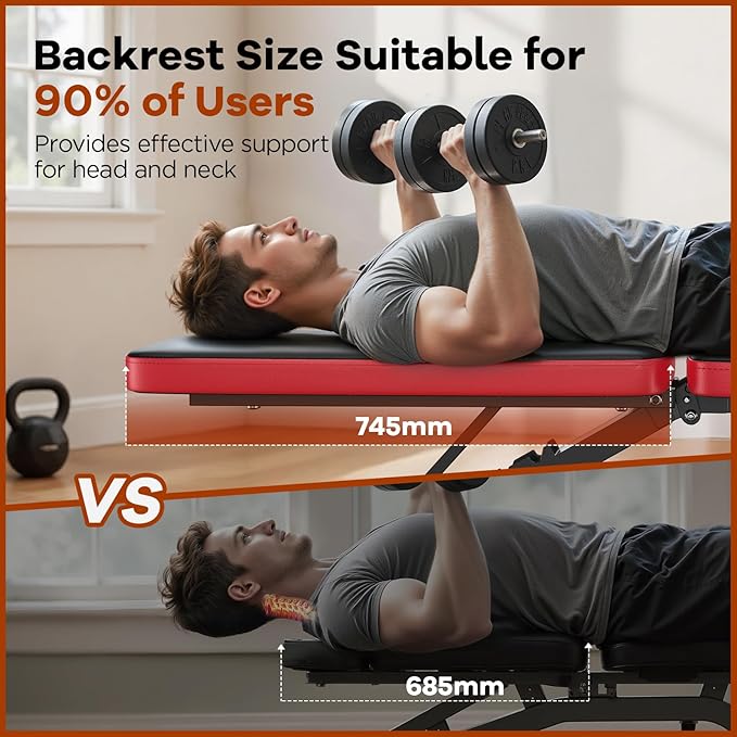 NICEPEOPLE Basic Weight Bench for Home Gym, 8 Backrests Adjustable Bench with 660LBS Weight Capacity for Chest Shoulders Arms Muscles, Foldable and Compact for Small Space Apartment Room
