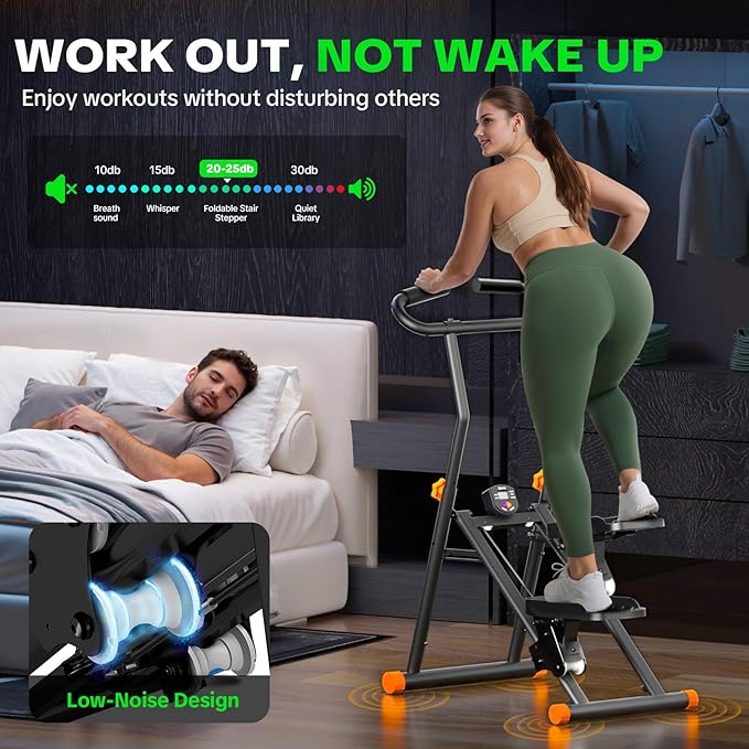 Stair Stepper for Home Gym, 350 lbs Capacity Cardio Machine with Adjustable Height, Non-Slip Pedals, LCD Display, Foldable Design for Full Body Workout for Women Men