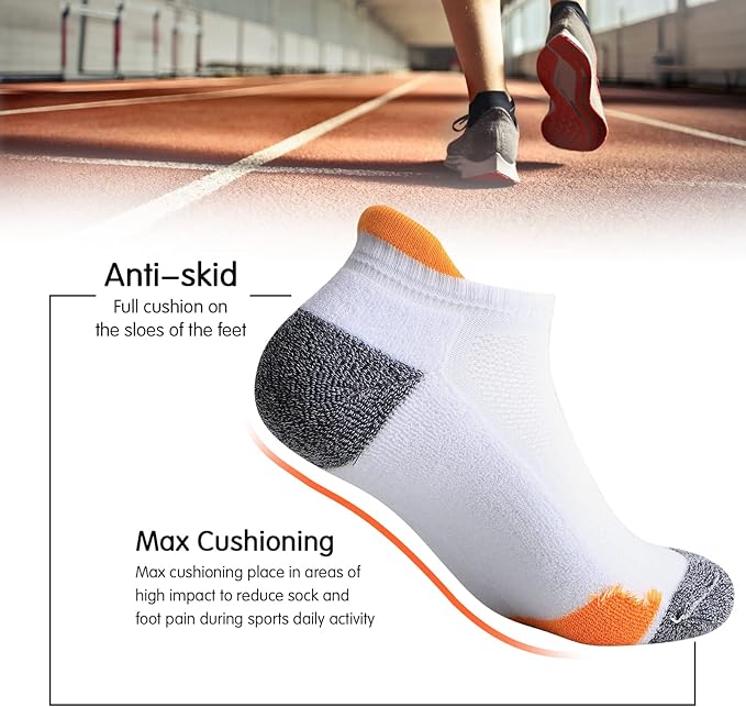 JOYNÉE Mens Ankle Athletic Low Cut Socks Running Sports Cushioned Sock for Men 6 Pack