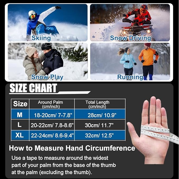 Winter Gloves for Men Women -30℉ Cold Weather Gloves Warm Waterproof Gloves Skiing Snow Glove Thermal Gloves