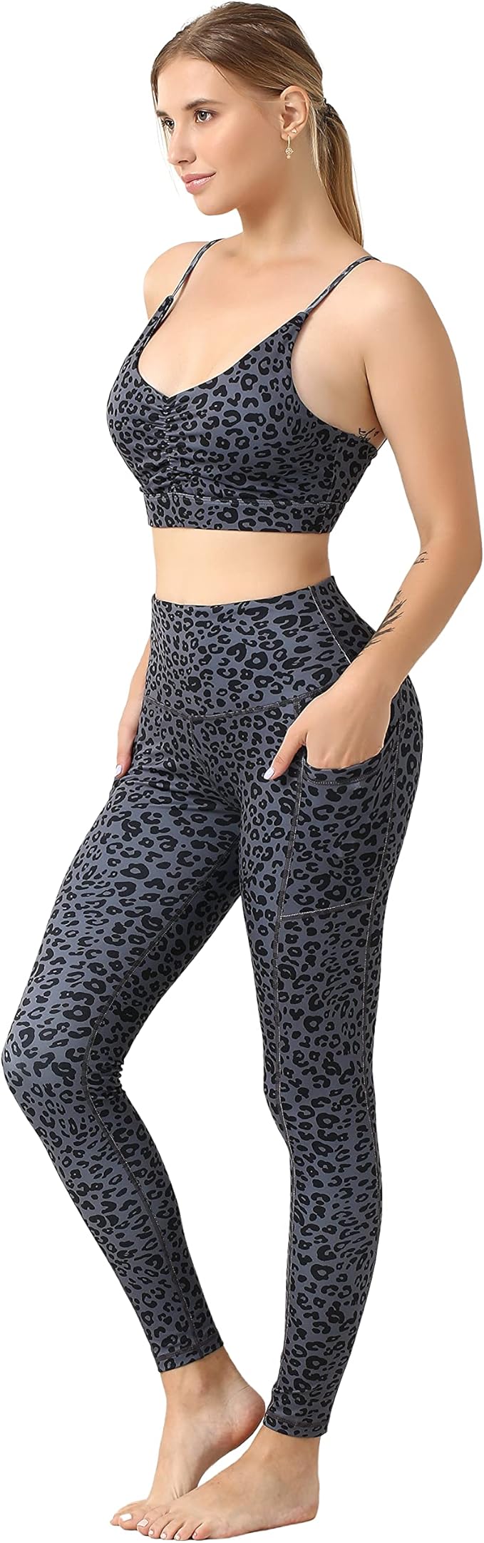 4 Pack Leggings with Pockets for Women,High Waist Tummy Control Workout Yoga Pants