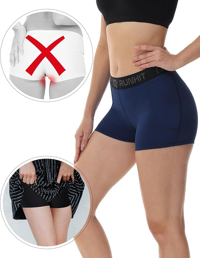Runhit 3" Volleyball Shorts Womens 3 Pack Compression Shorts for Women Spandex Shorts Women Workout Athletic Yoga Gym
