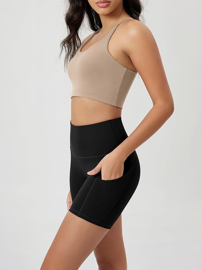 ODODOS Women's Tummy Control Biker Shorts 2.0 with Pockets High Waist Athletic Workout Yoga Shorts-3.5''/ 5"/ 8" / 10" Inseam