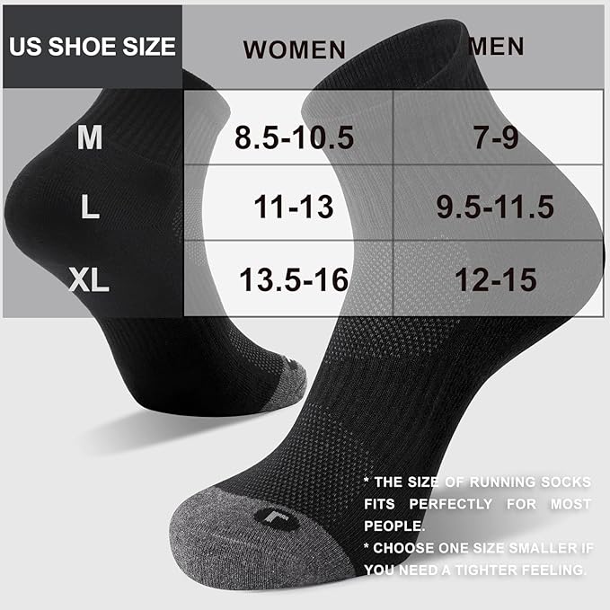 FITRELL 6 Pack Men's Athletic Ankle Socks Cushioned Sports Running Socks 7-9/9-12/12-15
