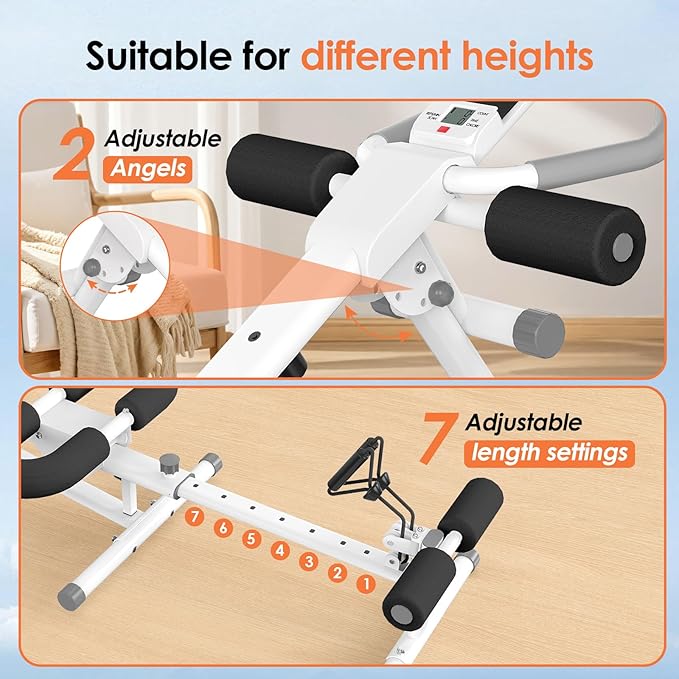 Adjustable Ab Trainer Machine for Home Gym Workout Equipment,5-in-1 Exercise Equipment: Rowing Machine, Leg Press Machine,Ab Glider Machine,Roman Chair,Resistance Band with Handles