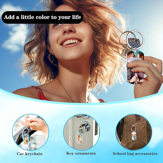 Hiyong Personalized Keychain Custom Photo Keyring Customized Gifts for Men Custom Keychain with Your Photo Logo or Text