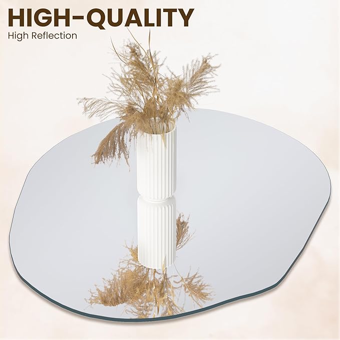 Irregular Asymmetrical Wall Mirror for Living Room Bathroom Entryway, Modern Decorative Mirror Hanging (Hook Style, 24'' x 18'')