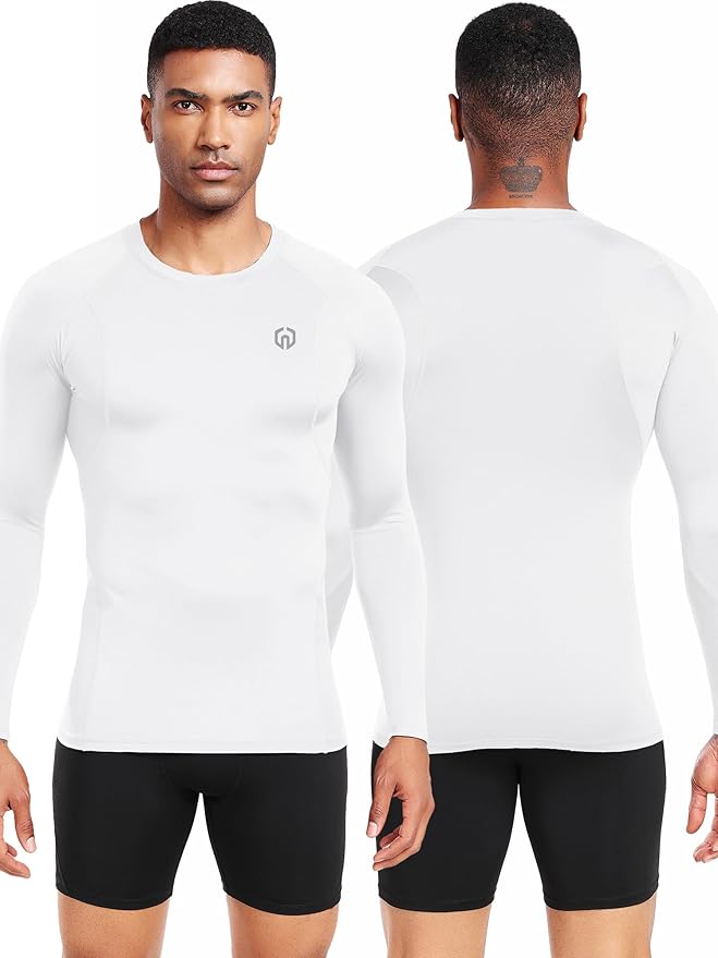 NELEUS 4 Pack Men's Workout Long Sleeve Shirts Compression Dry Fit Muscle Tops