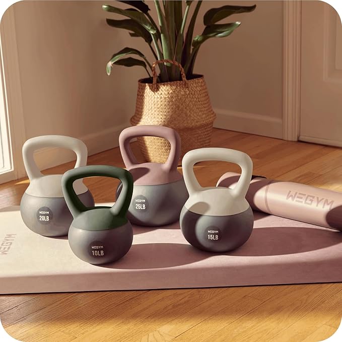 WeGym Soft Kettlebells with Cushioned Impact-Resistant Base and Anti-Slip, Wide-Grip Handle for Home Workouts, Weightlifting, and Full Body Strength Training