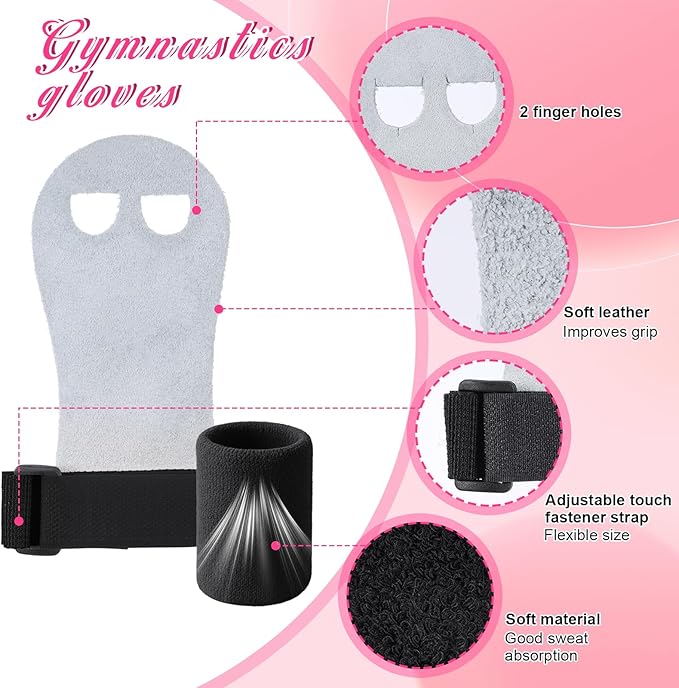 Soulchen 8 Pcs Gymnastics Grips Wristbands Gloves Gymnastic Hand Grips Gymnastic Bar Palm Protection Equipment Sports Accessories for Workout and Exercise