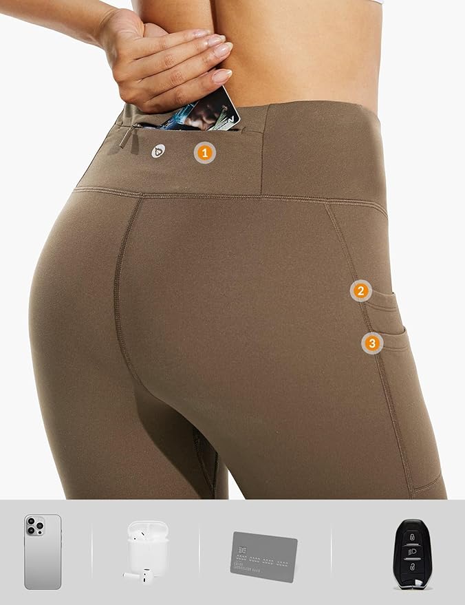 baleaf Women's Fleece Lined Leggings Water Resistant Thermal Winter Warm Tights High Waisted with Pockets Running Gear