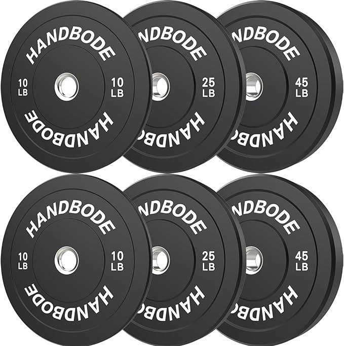 2-Inch Weight Plates High Bounce, Olympic Bumper Plate Set 45/100/160/190/260/300lb, Colored Weight Plates Set for Home Gym, Barbell Weights Rubber Strength Training Plate for Weight Lifting