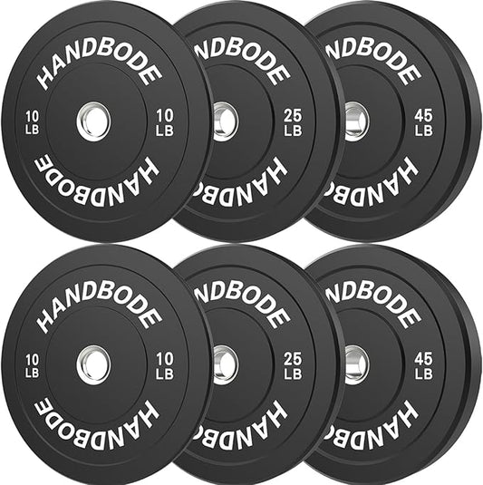 2-Inch Weight Plates High Bounce, Olympic Bumper Plate Set 45/100/160/190/260/300lb, Colored Weight Plates Set for Home Gym, Barbell Weights Rubber Strength Training Plate for Weight Lifting