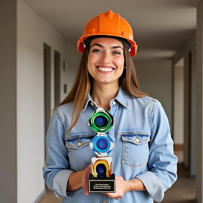 Hand-Blown Art Glass Award – Custom Engraved Elegant Award for Corporate, Sports Retirement Volunteer Recognition Leadership Personal Milestones Employee Gifts