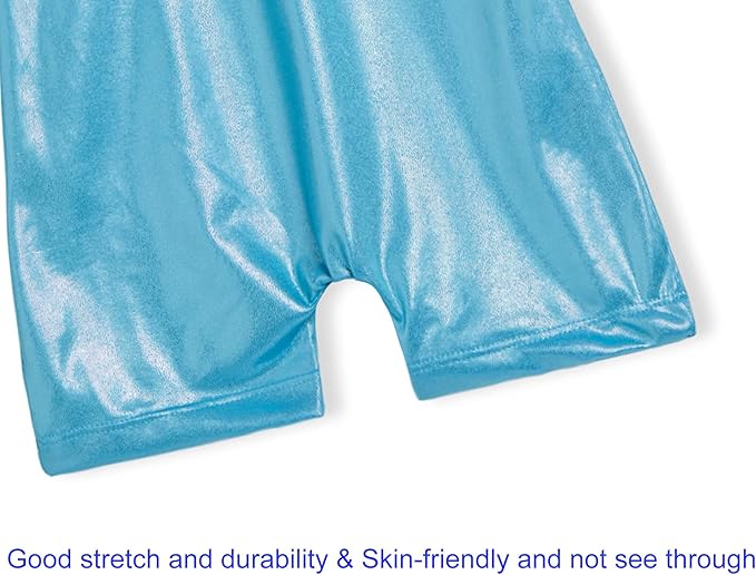 Domusgo Gymnastics Leotards for Girls Sparkly One-Piece Pro Kids Unitard Biketards with Shorts