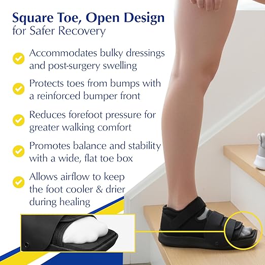 Deluxe Post Op Shoe - Adjustable Medical Support for Broken Toes, Foot Injuries, Fractures, Bunions and Surgical Recovery L3260 - Size M (Men’s US 9-10 / Women’s US 10-11)