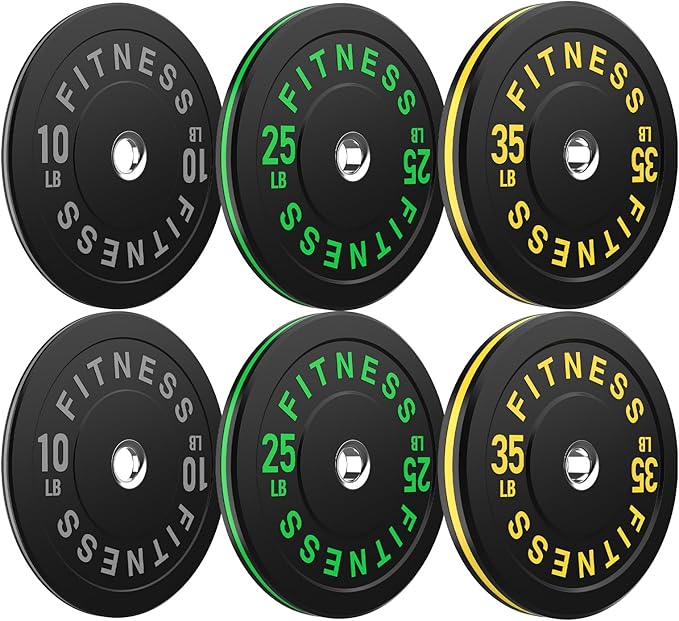 2-Inch Weight Plates High Bounce, Olympic Bumper Plate Set 45/100/160/190/260/300lb, Colored Weight Plates Set for Home Gym, Barbell Weights Rubber Strength Training Plate for Weight Lifting