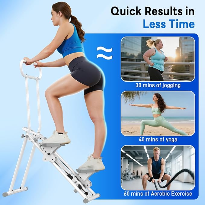 ERGOLIFE Stair Stepper with 6-Level Adjustable Resistance, 350lbs Upgrade Foldable Stairmaster Machine for Home Gym Workout, Cardio Stair Climber with Low Noise (White)
