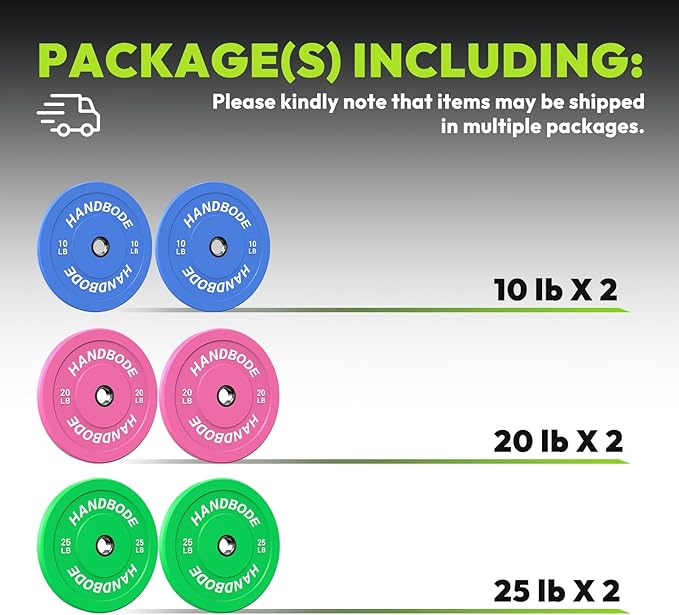 2-Inch Weight Plates High Bounce, Olympic Bumper Plate Set 45/100/160/190/260/300lb, Colored Weight Plates Set for Home Gym, Barbell Weights Rubber Strength Training Plate for Weight Lifting