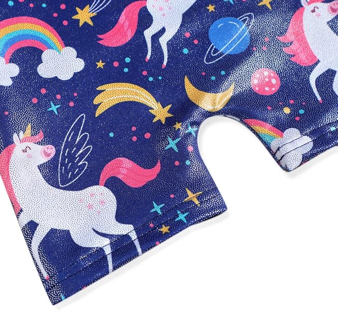 HOZIY Gymnastics Leotards for Girls with Shorts Toddlers Biketards Rainbow Unicorn Dinosaur Mermaid Leopard Flower Galaxy