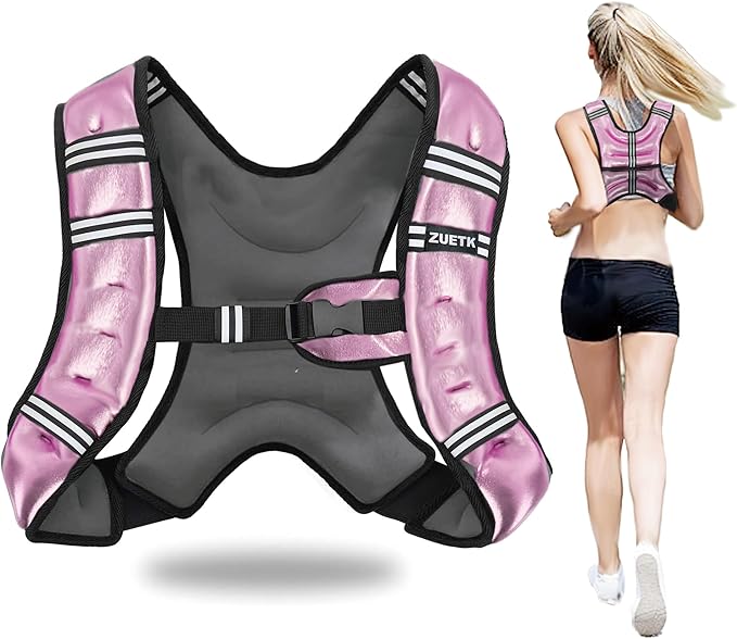 Weighted Vest, 6lb/8lb/12lb/16lb/20lb/25lb/30lb Weight Vest with Reflective Stripe, Weighted Vest for Men Women Workout Equipment for Strength Training, Running, Jogging, Fitness, Weight Loss
