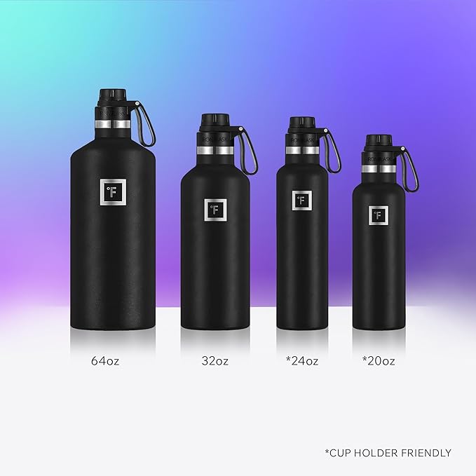 IRON °FLASK Camping & Hiking Hydration Flask with Spout, BPA-Free Insulated Stainless Steel Sports Water Bottle - 64 oz Sky