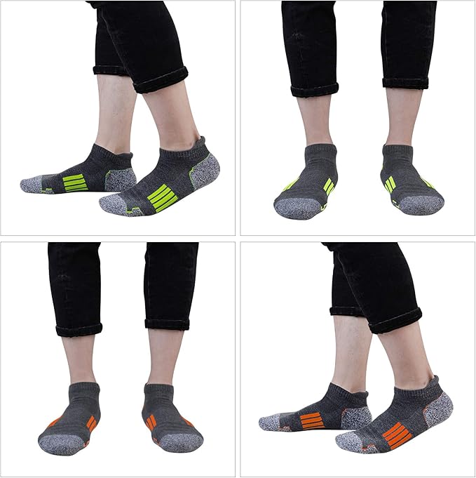 JOYNÉE Mens Ankle Athletic Low Cut Socks Running Sports Cushioned Sock for Men 6 Pack