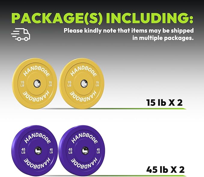 2-Inch Weight Plates High Bounce, Olympic Bumper Plate Set 45/100/160/190/260/300lb, Colored Weight Plates Set for Home Gym, Barbell Weights Rubber Strength Training Plate for Weight Lifting