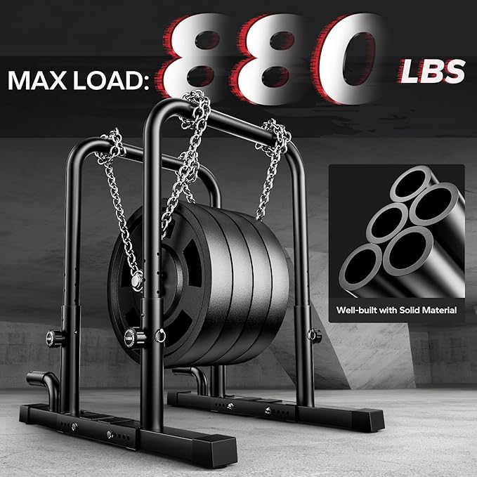 Dip Bar for Home Gym 880LBS Heavy Duty Dip Station Adjustable Height & Width Parallettes Bars for Full Body Strength Training Push Up Bar for Beginners & Advanced Users