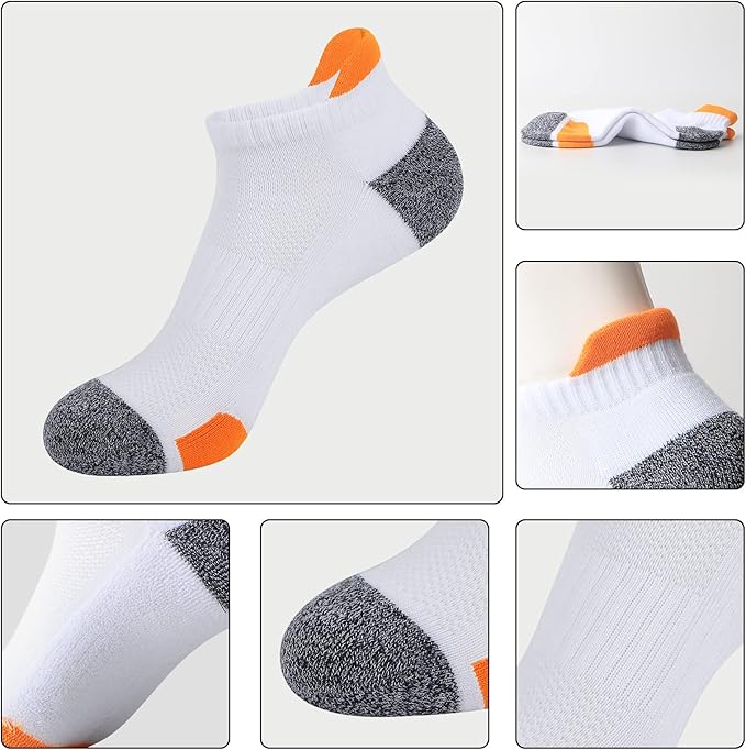 JOYNÉE Mens Ankle Athletic Low Cut Socks Running Sports Cushioned Sock for Men 6 Pack