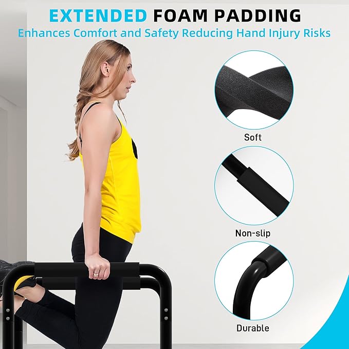 Outdoor Basic 2-in-1 Adjustable Dip Bar Station - Heavy Duty Parallel Bars with Connecting Parts, Extra Tall & Thickened Steel Design for Home Gym, Calisthenics & Strength Training