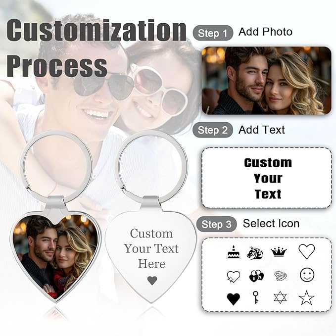 Customized Double Sided Keychain - Personalized Engraved Text/Number/Name Keychain, Custom Key chain Gift for Boyfriend