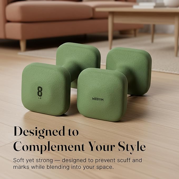 WeGym SafeGrip Square Dumbbells with Anti Slip Handles, Aesthetic Free Weights for Home Workouts, Stable Design Prevents Rolling during Floor Exercises