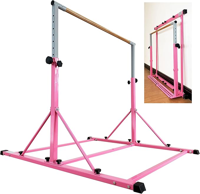 Marfula Gymnastic Bar For Kid and Teenage of 3-25, 5Ft/8 FT Base Length 4Ft Width 5Ft Adjust Height, Gymnastic Kip Bar For Gymnast, Gymnastic Training Equipment For Professional Training Home Club Use