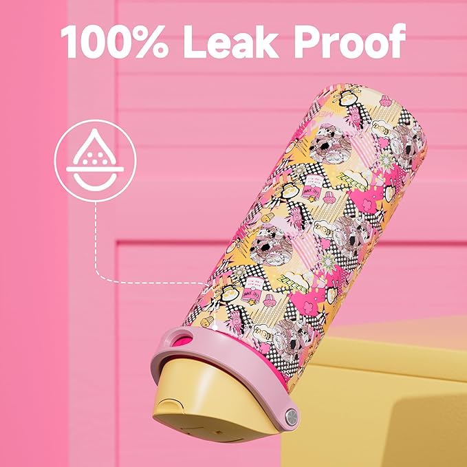 24 oz Insulated Water Bottle with Straw: Meoky Stainless Steel Water Bottle with Straw and Spout Lid - Leak Proof, Cold for 24 Hours, Fits in Car Cup Holder, BPA-Free for Travel Gym, Skull Parade
