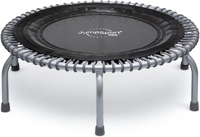 JumpSport 350 PRO Fitness Trampoline, Cardio Workout, No-Tip Arched Legs Home Gym Equipment, Adjustable Bungees & 60 Day Trial Video