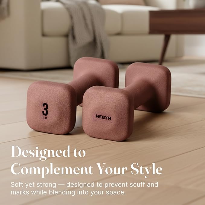 WeGym SafeGrip Square Dumbbells with Anti Slip Handles, Aesthetic Free Weights for Home Workouts, Stable Design Prevents Rolling during Floor Exercises