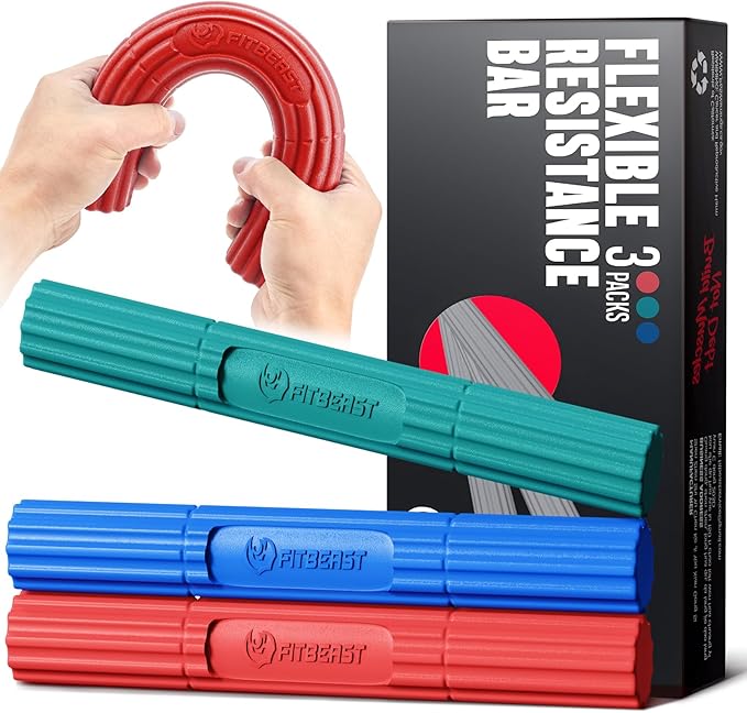 FitBeast Flex Therapy Bar, Tennis Elbow Therapy Bar - Ideal for Relieve Tendonitis Pain & Improve Grip Strength, Fitness Resistance Bar for Golfers Elbow & Tendinitis, Twist Bar for Physical Therapy
