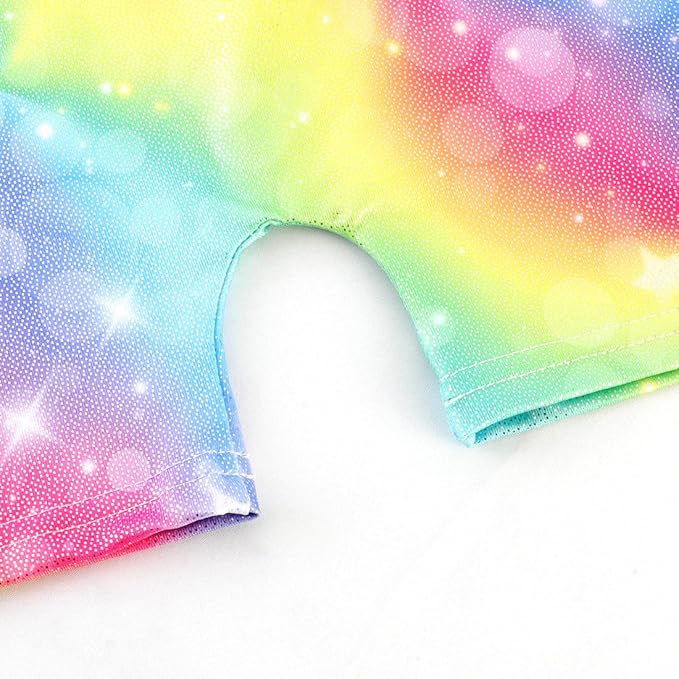 Leotards for Girls Gymnastics Toddler Dance Biketards Mermaid Unicorn Athletic Dance Wear Shiny Rainbow Blue Hotpink