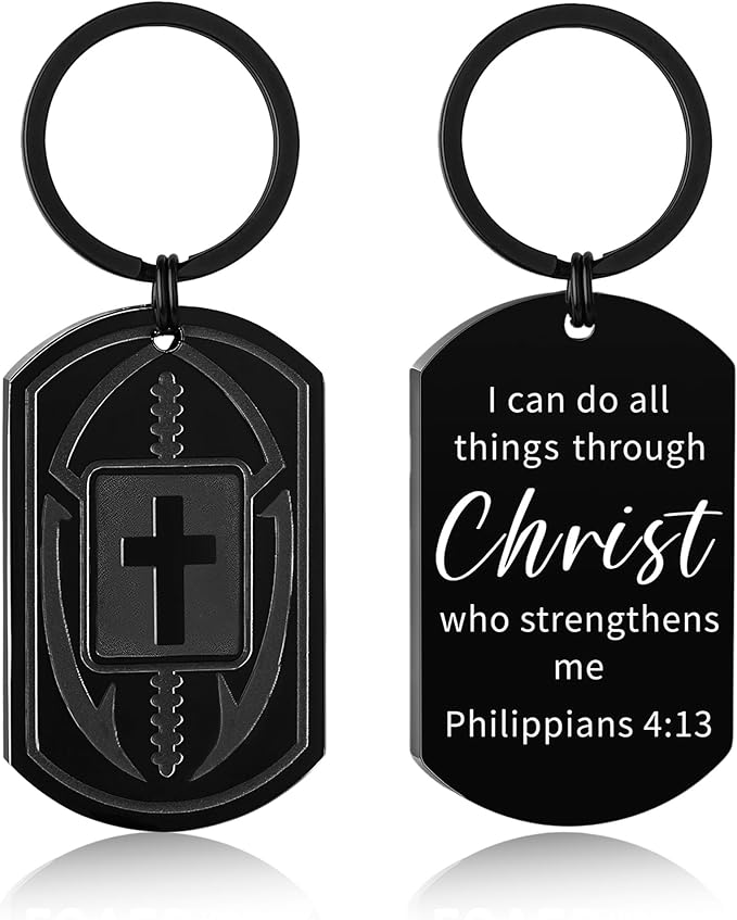 Stocking Stuffers- Football/Baseball/Soccer/Basketball Keychain for Men Baptism Confirmation Mens Gifts