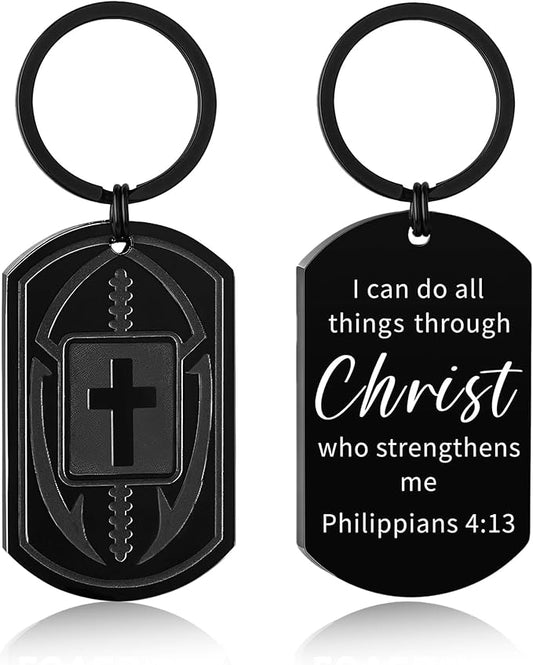 Stocking Stuffers- Football/Baseball/Soccer/Basketball Keychain for Men Baptism Confirmation Mens Gifts