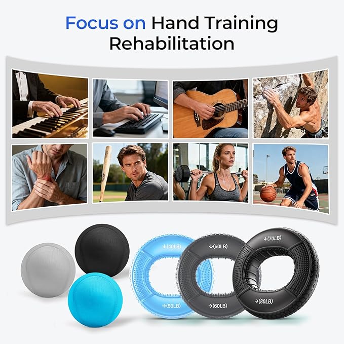 Hand Gripper Strengthener Set 6pcs - Hand Grip Strengthener, Stress Balls for Adults,Grip Strength Trainer for Hand Sensitivity Training,Hand Rehabilitation Exercising