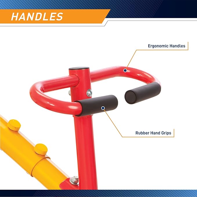 gym dandy Spinning Teeter Totter - Impact Absorbing Kids Playground Equipment - 360 Degree Rotation, Red, Yellow & Blue, 99 Inch, (TT360)