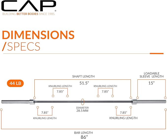 Cap Barbell 7-Foot Olympic Barbell Pro Series | Olympic & Power Bar Options