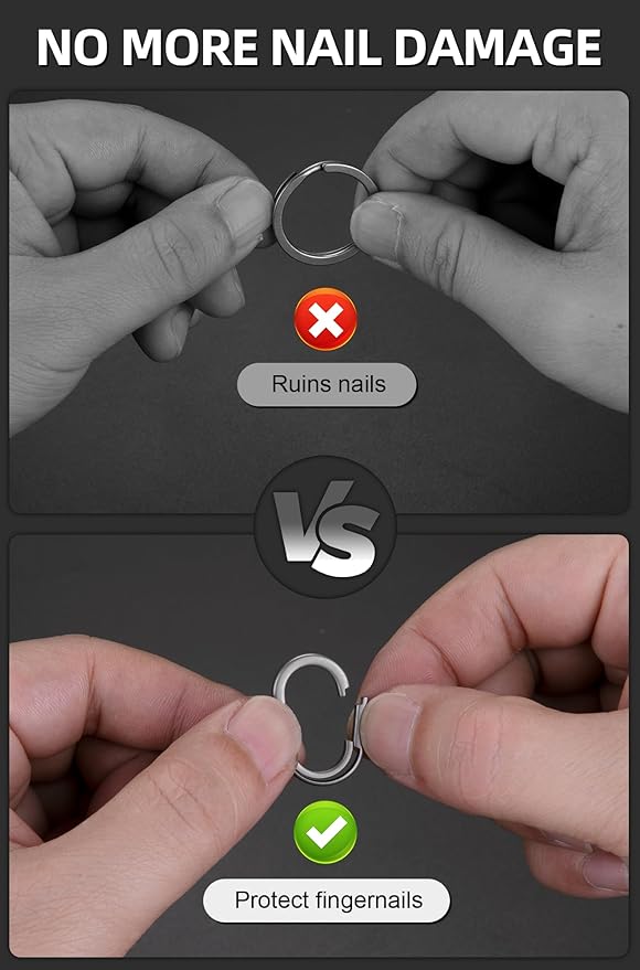 KEEPO LINK Titanium Key Ring Side Pushing, Small Key Ring Quick Release Keychain Connector for Men, 2 Pcs, OLO03 (Black, S)