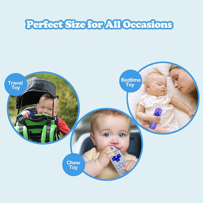 Baby Teething Toys, Food Grade Silicone Teethers for Babies 3 6 12 18 Months, Fire TV Remote Shape Infant Chew Toys for Boys and Girls, Freezer BPA Free (Black+Black)