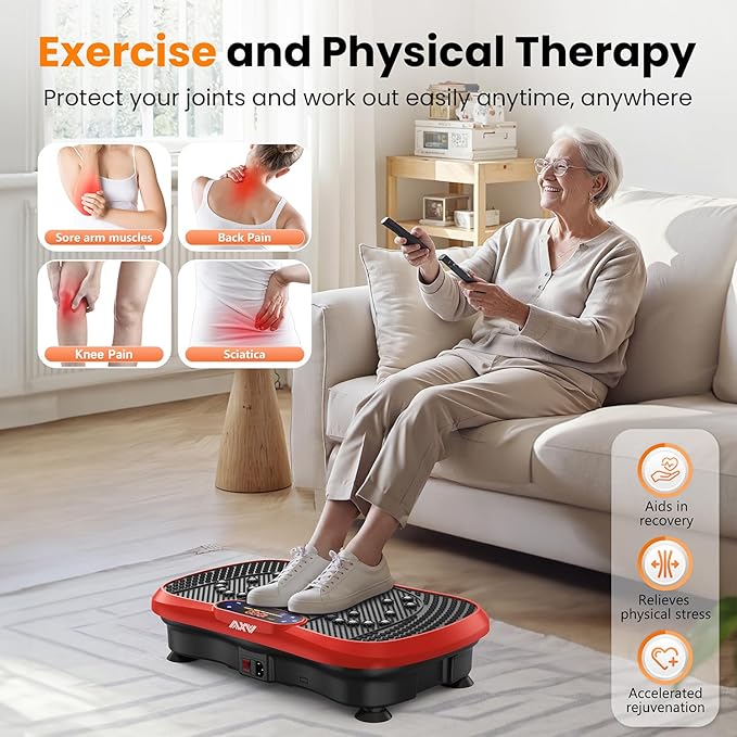 AXV Vibration Plate Fitness Platform Exercise Machine Vibrating Shaking Full Body Shaker Workout Vibrate Stand Shake Board Sport Gym for Weight Loss Fat Burner for Women Men