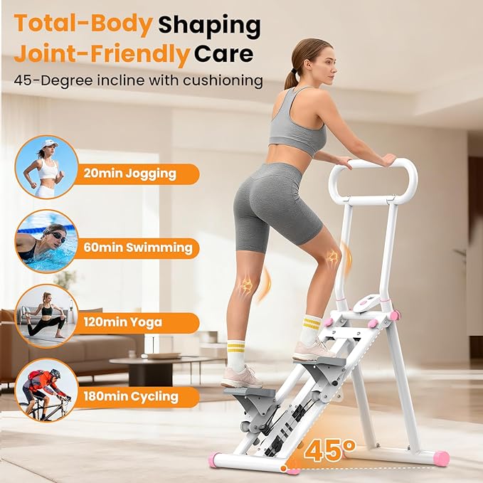 HXD-ERGO Stair Stepper, Upgrade 6-Level Resistance Stair Master with Adjustable Handlebar, Folding Stair Climber Workout Machine