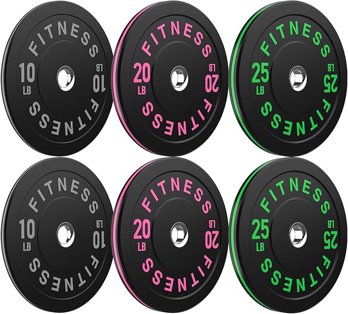 2-Inch Weight Plates High Bounce, Olympic Bumper Plate Set 45/100/160/190/260/300lb, Colored Weight Plates Set for Home Gym, Barbell Weights Rubber Strength Training Plate for Weight Lifting